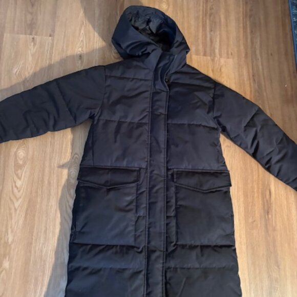 Everlane Black ReNew Long Hooded Puffer Coat EUC XXS - Picture 5 of 8